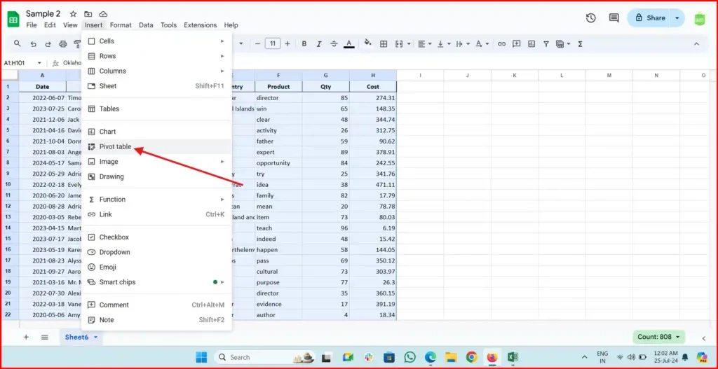 how to sort date in pivot table by month