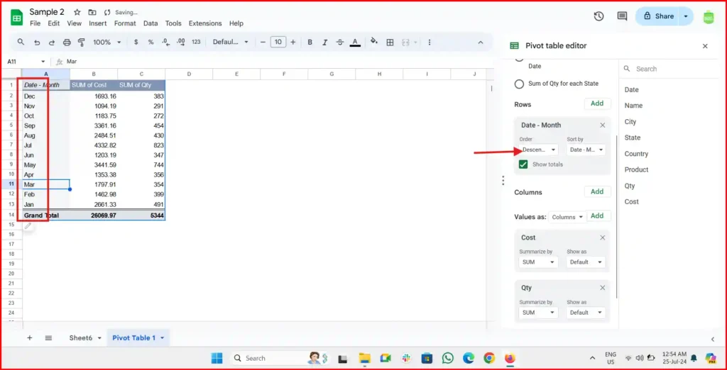 how to group dates by month in pivot table in google sheets