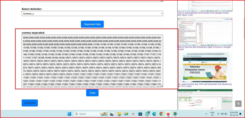 comma delimiter online
