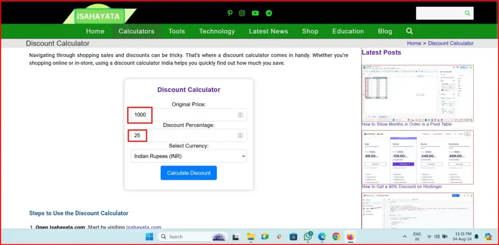 discount formula